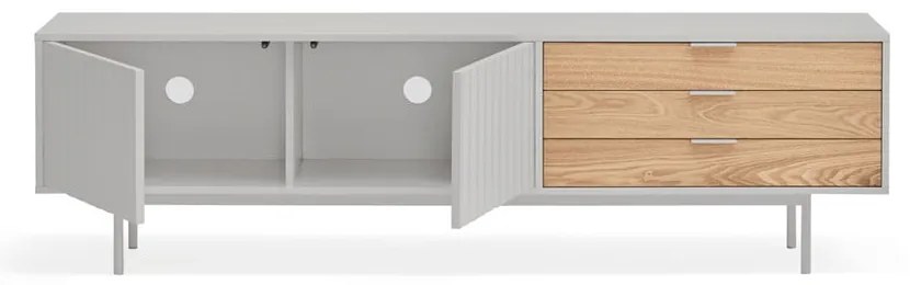 Mobile TV grigio-color legno naturale effetto rovere 180x52 cm Sierra - Teulat