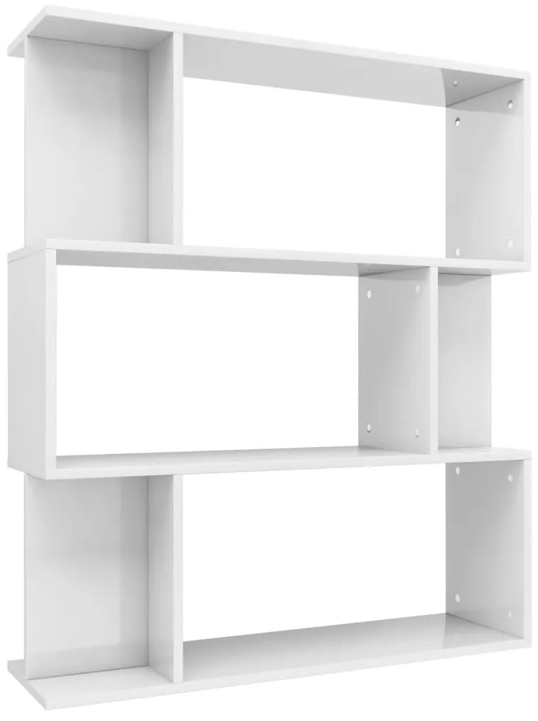 Libreria/divisorio bianco lucido 80x24x96 cm