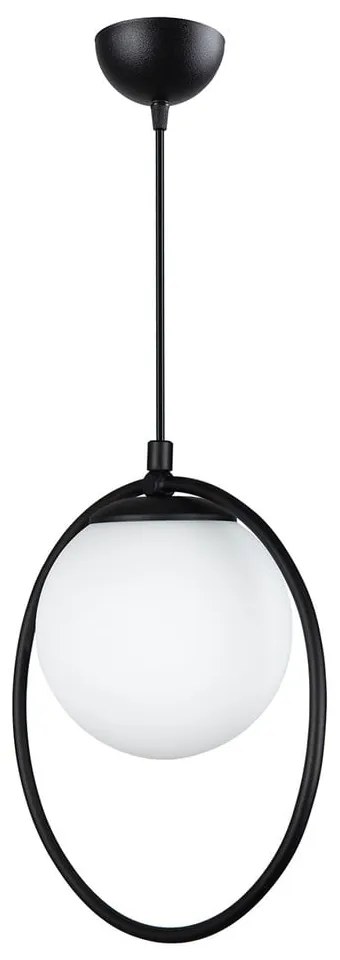 Lampada a sospensione in metallo nero con paralume in vetro ø 15 cm Ates - Squid Lighting