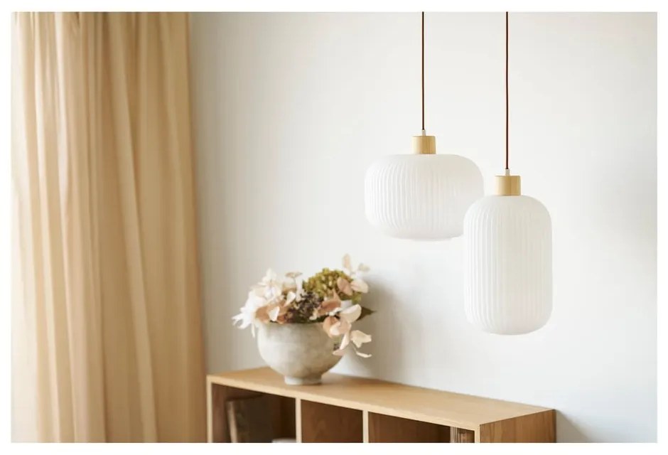 Lampadario bianco con paralume in vetro ø 20 cm Argalo – House Nordic