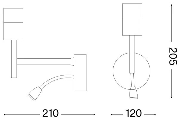 Ideal Lux - LED Flexib. lampada con un supporto SET UP 1xE27/42W+LED/3W/230V USB cromo