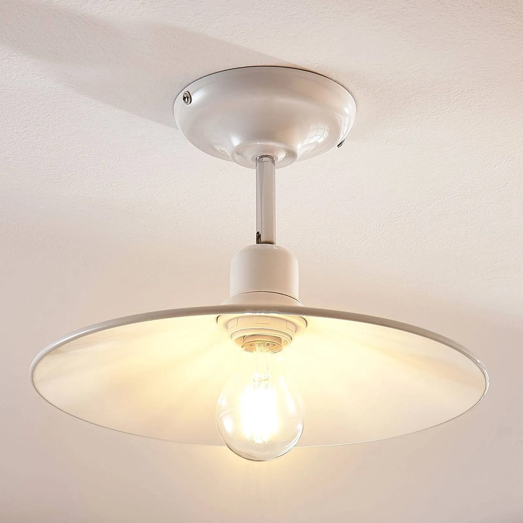 Plafoniera soffitto Phinea Lindby, dimmerabile, Bianco / Opale, Soggiorno / Sala da pranzo, Metallo, Vintage, Plafoniera