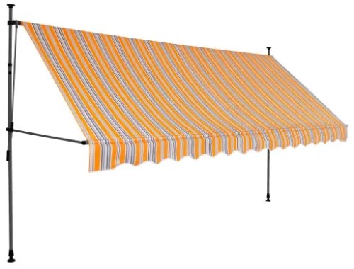 Tenda da Sole Retrattile Manuale con LED 400 cm Giallo e Blu