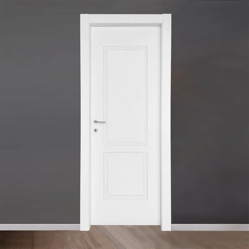Porta interna a battente Febe in MDF laccato colore bianco, L 90 x H 210 cm, apertura a destra