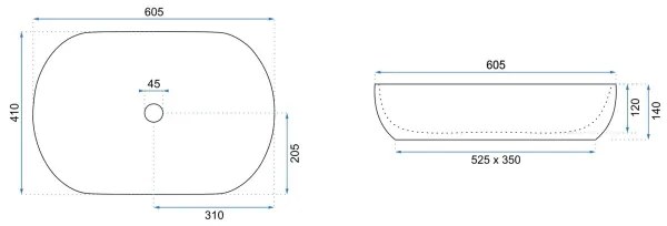 REA-U0024 - Lavabo da appoggio CLEO 41x60,5 cm ceramica/bianco lucido
