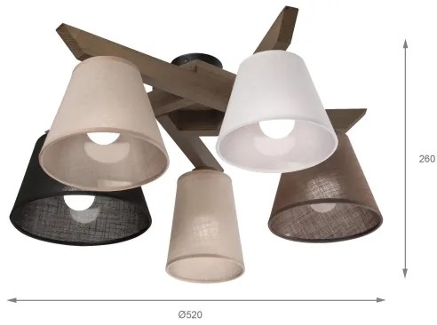 Brilagi - Lampadario LED ANTHONY 5xE14/40W/230V rovere noce