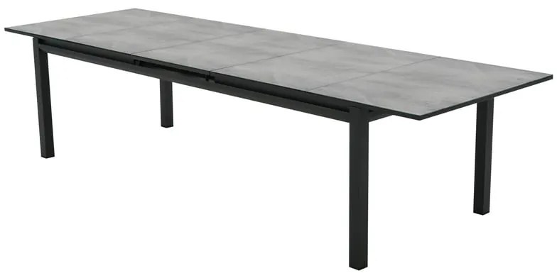 Tavolo allungabile da esterno rettangolare in alluminio e vetro antracite 12 posti L da 256 a 320x100cm, Odyssea Premium NATERIAL