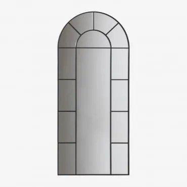 Specchio Da Parete 80x180 Cm In Metallo Effetto Finestra Diana Nero - Sklum