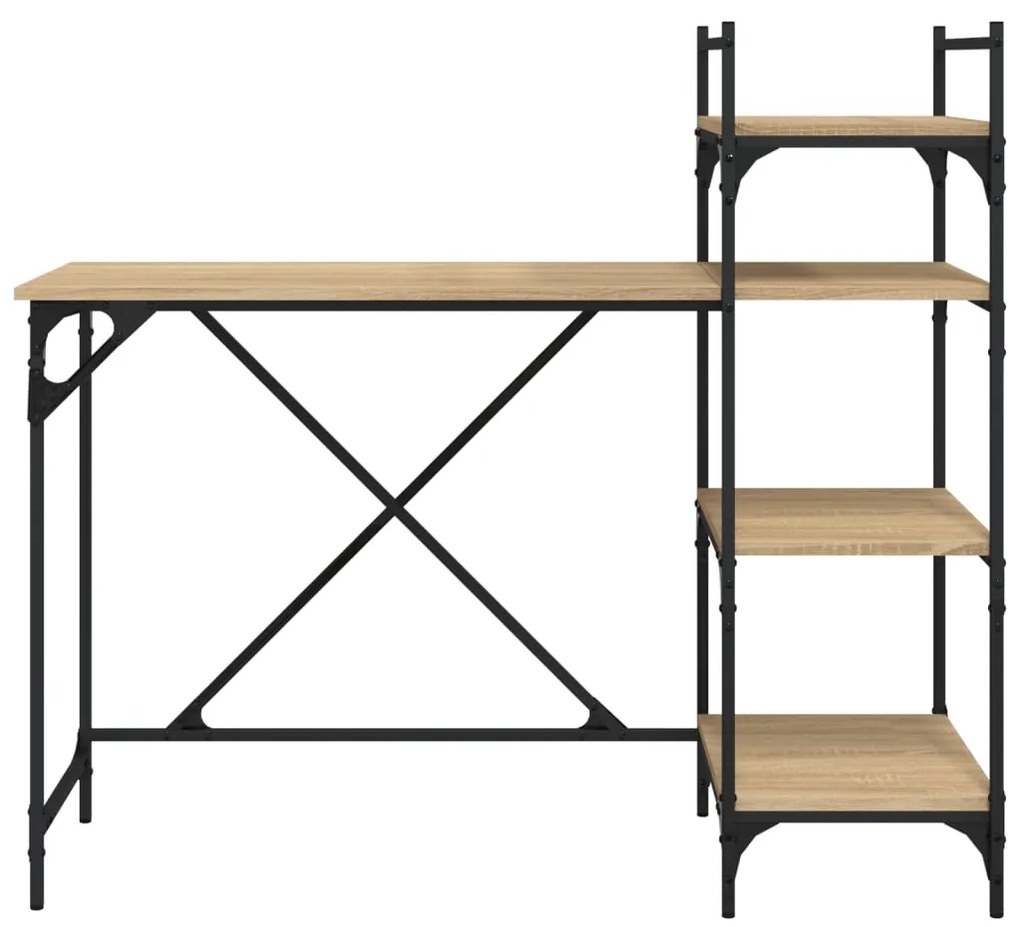 Scrivania per computer con scaffali rovere sonoma 120x47x109 cm