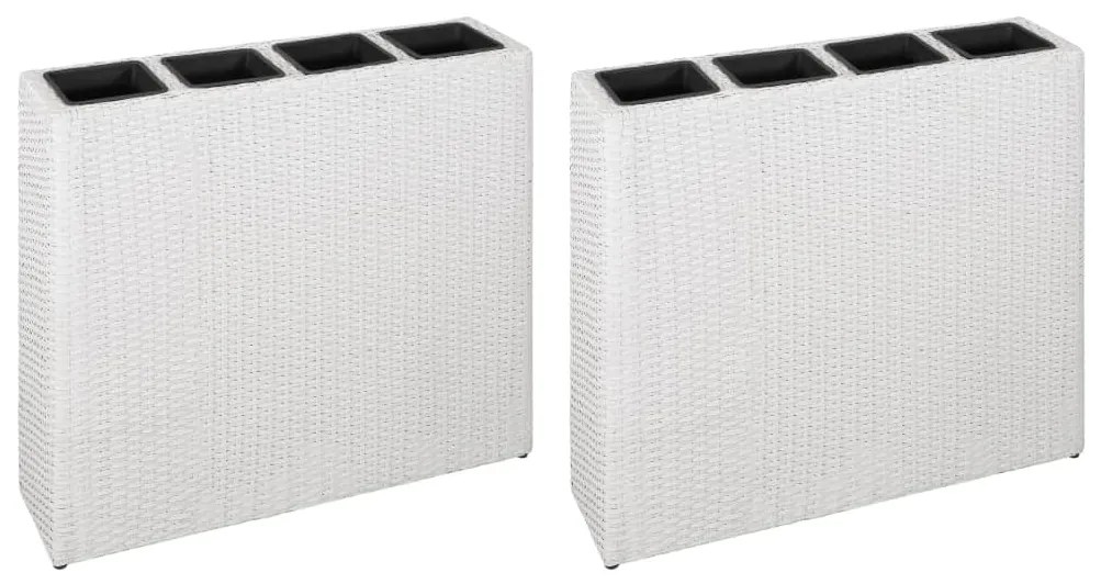 Letti Rialzati Da Giardino Con 4 Vasi 2 Pz İn Polyrattan Bianco /