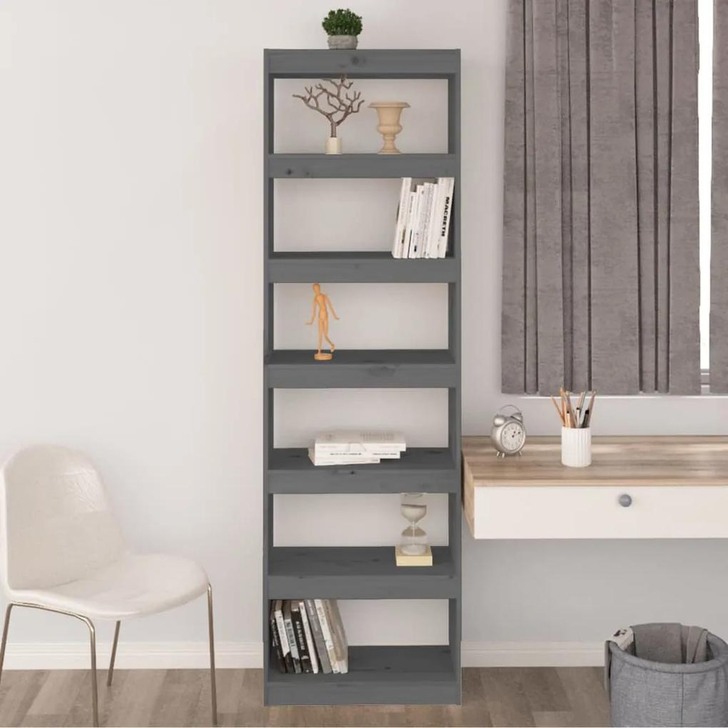 Libreria/divisorio grigio 60x30x199,5 cm legno massello di pino