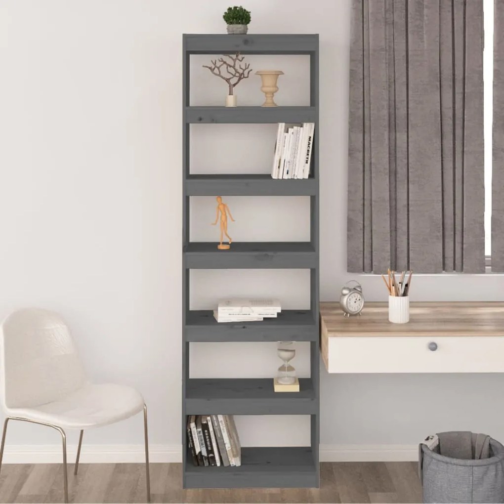 Libreria/divisorio grigio 60x30x199,5 cm legno massello di pino