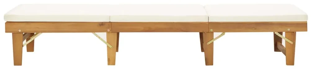 Lettino prendisole pieghevole con cuscino in massello di acacia