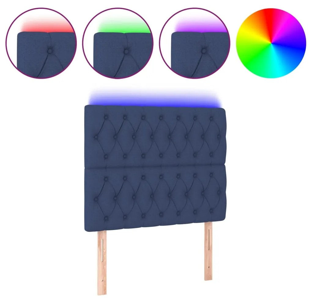 Testiera a led blu 90x7x118/128 cm in tessuto