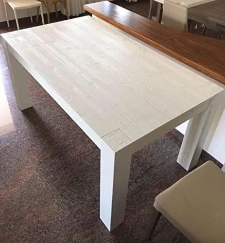 Tavolo da pranzo allungabile in legno abete bianco spazzolato 180 x 90