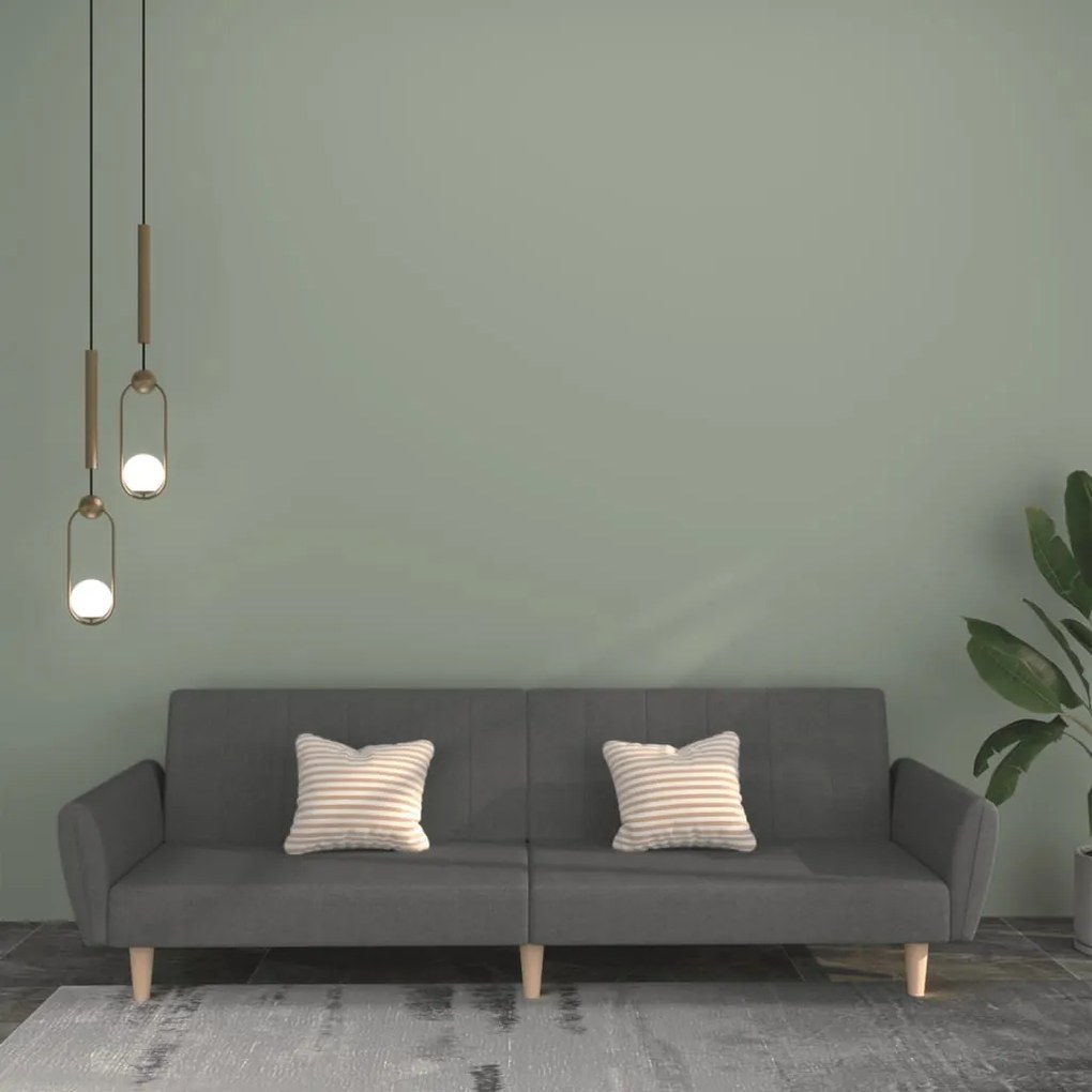 Divano Letto A 2 Posti Grigio Chiaro İn Tessuto /