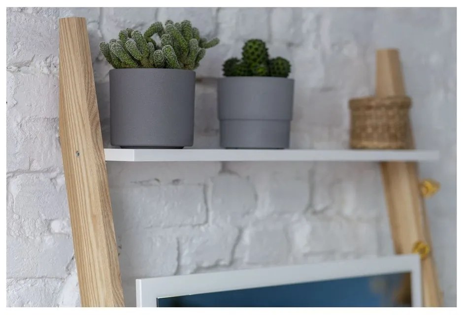 Comodino bianco con cassetto e specchio Leno - Ragaba