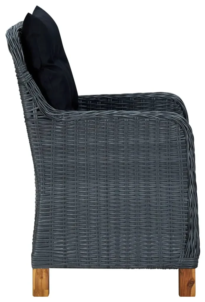 Sedie da giardino con cuscini 2 pz in polyrattan grigio scuro