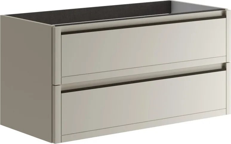 Mobile da bagno sospeso sotto lavabo L 99.5 x H 50 x P 45.5 cm beige opaco, 2 cassetti Tratto
