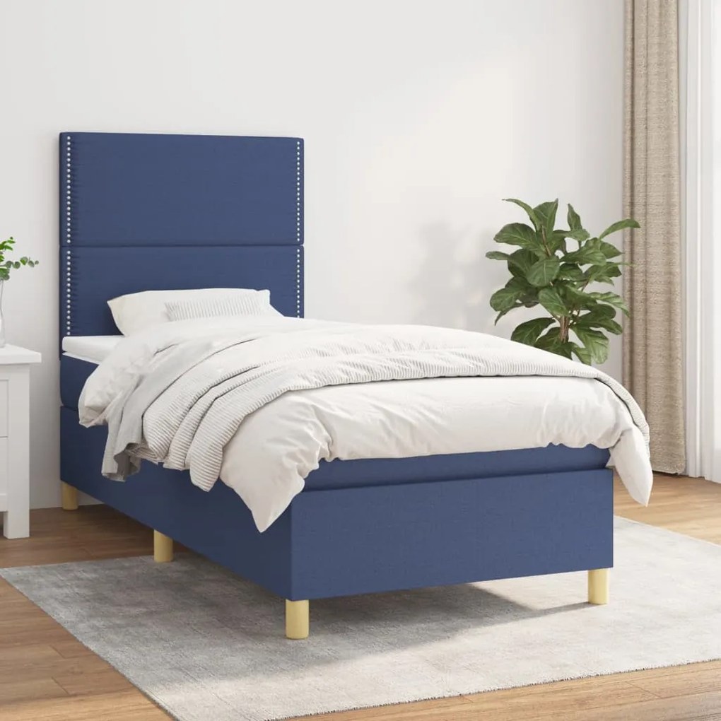 Giroletto A Molle Con Materasso Blu 100x200 Cm İn Tessuto /