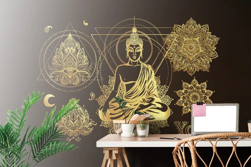 Carta da parati – Buddha dorato meditativo