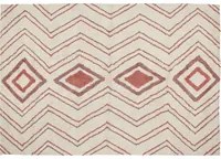 Tappeto cotone trapuntato beige e rosa stile boho 140 x 200 cm soggiorno camera da letto