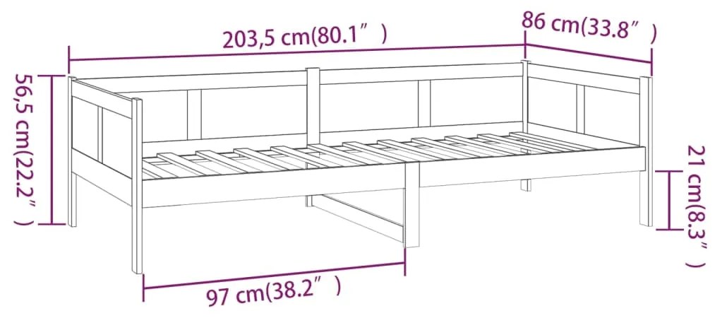 Dormeuse Miele in Legno Massello di Pino 80x200 cm