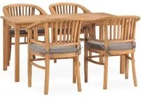 Set da Pranzo da Giardino 5 pz con Cuscini in Massello di Teak 3060020