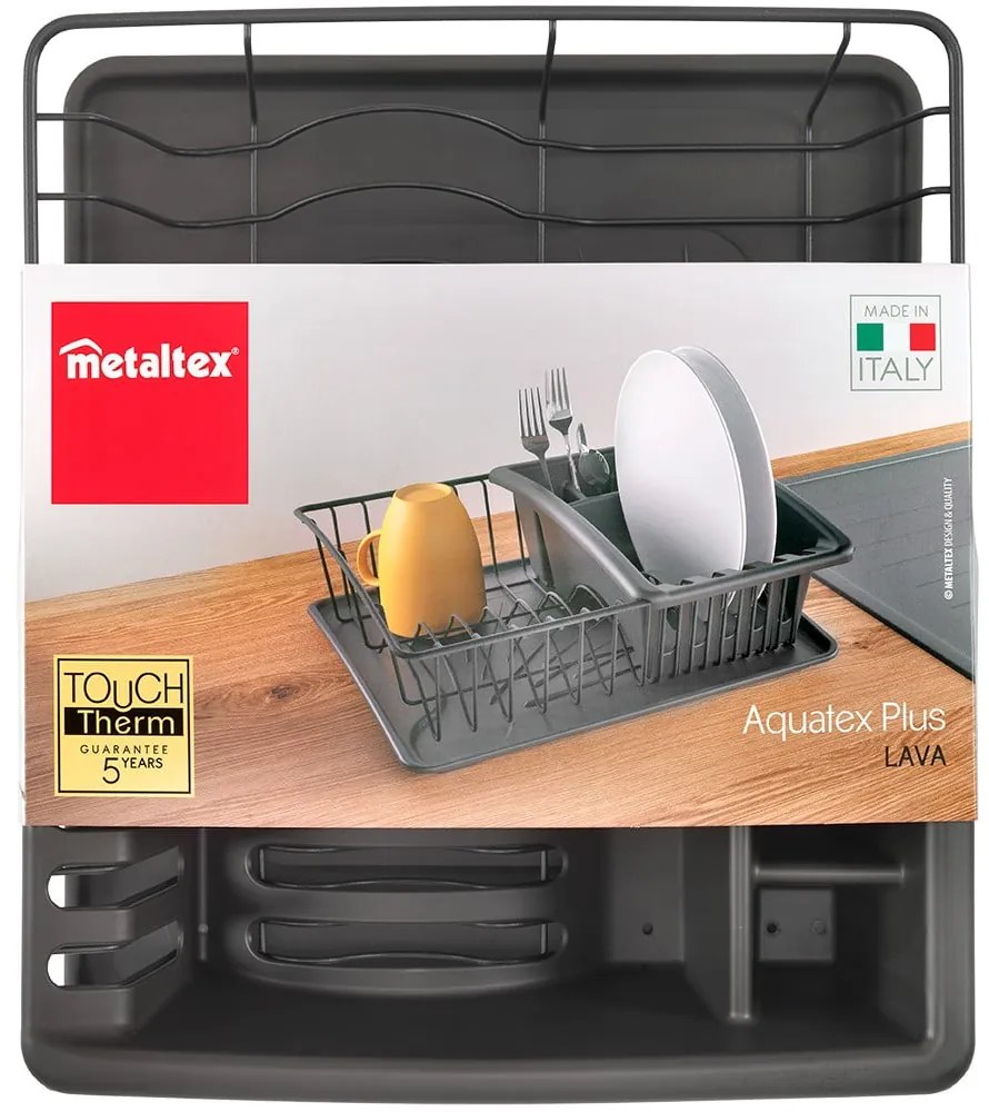 Vaschetta di raccolta in acciaio inox grigio antracite Aquatexplus Lava - Metaltex