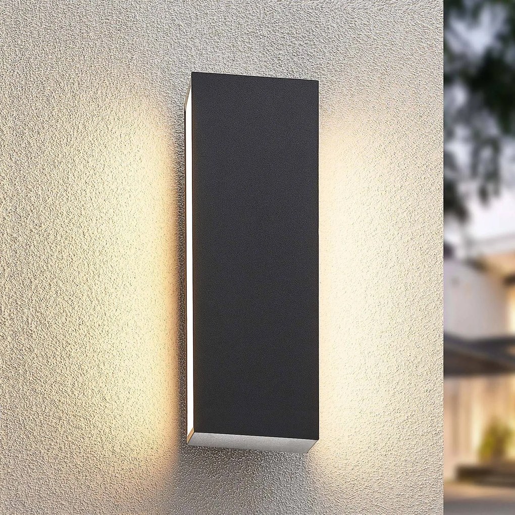 Applique da esterni a LED Aegisa Lucande, Nero, Acciaio Inox, Moderno, Applique LED da esterni