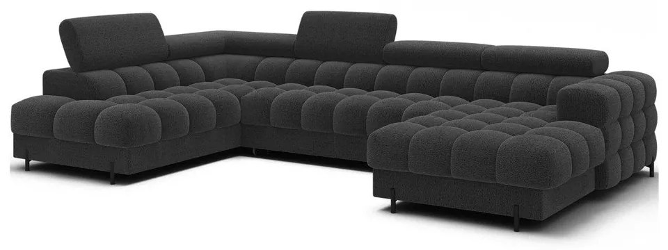 Divano angolare grigio scuro allungabile (con penisola a sinistra/a U) con rivestimento in bouclé Feraria – ELTAP