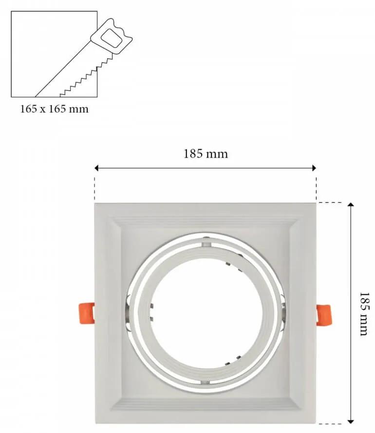 Faro da Incasso Orientabile Bianco - 1 lampada AR111, Foro 165x165mm Compatibili AR111 GU10
