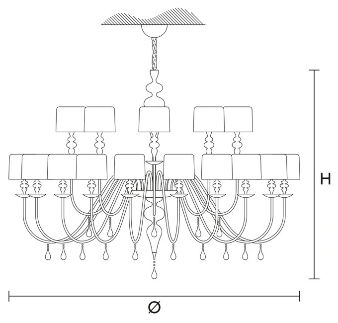 Lampadario Contemporaneo Eva In Plastica Cemento Alluminio 30 Luci