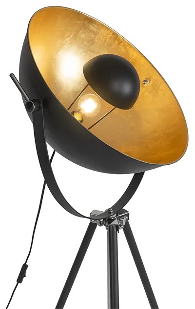 Lampada da terra nera con oro 51 cm treppiede regolabile - Magnax