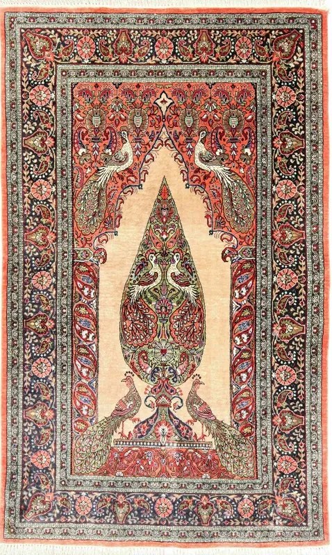 Ghom Tappeto persiano 80x130 Beige (Iran) Annodato A Mano