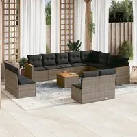 Set Divani da Giardino 13 pz con Cuscini Grigio in Polyrattancod mxl 88459