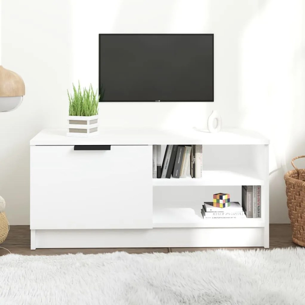 Mobile Porta Tv Bianco 80x35x36,5 Cm İn Legno Multistrato /