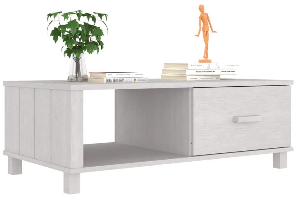 Tavolino da salotto bianco 100x55x35 cm legno massello di pino