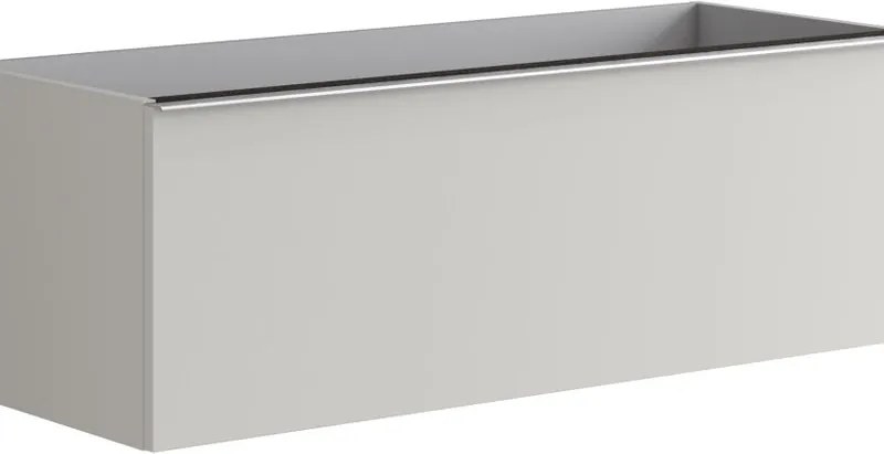 Mobile da bagno sospeso sotto lavabo Pixel plain 2 cassetti L 120 x H 40 x P 45.5 cm grigio pastello e maniglia alluminio brilllante