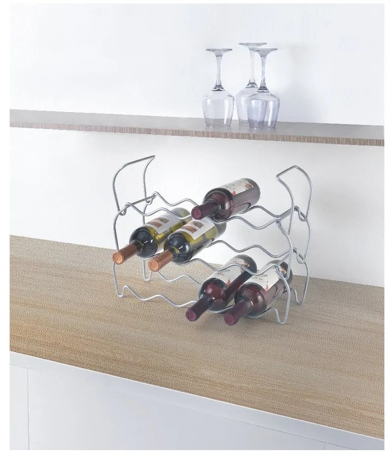 Portabottiglie a tre livelli per 12 bottiglie di vino Vino, lunghezza 45 cm - Metaltex