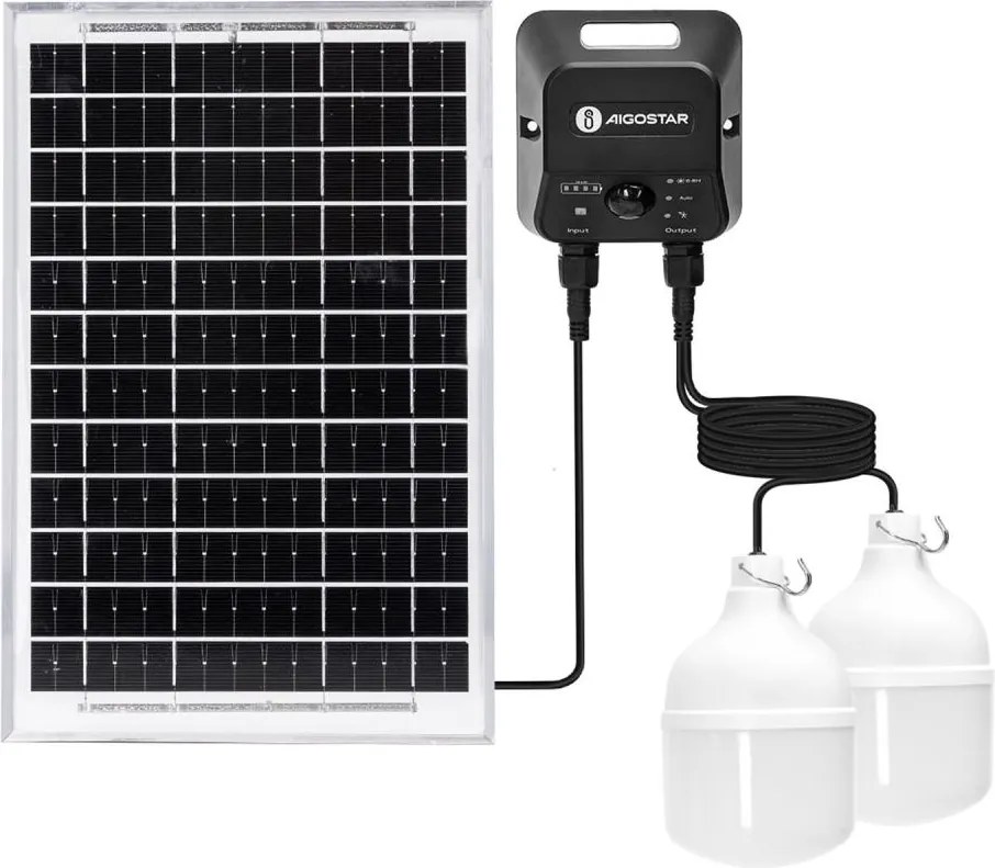 Aigostar - Lampadario solare LED con sensore 2xLED/35W/12V 6000 mAh 6500K diam. 10 cm