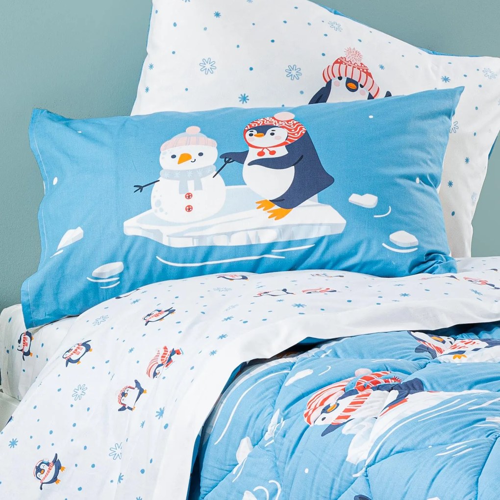 Completo Lenzuola in Cotone Pinguini Singolo Caleffi Kids