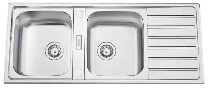 Lavello semincasso 2 vasche in inox argento RODI Urban 116 L 50 x L 116 x P 20 cm