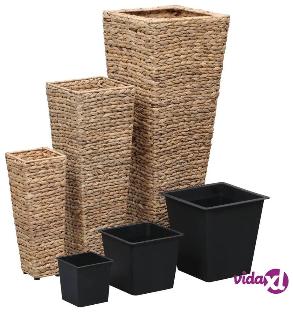vidaXL Letti Rialzati da Giardino 3 pz in Giacinto Intrecciato Marrone