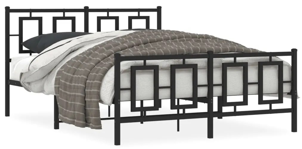 Giroletto Con Testiera E Pediera Metallo Nero 140x190 Cm /