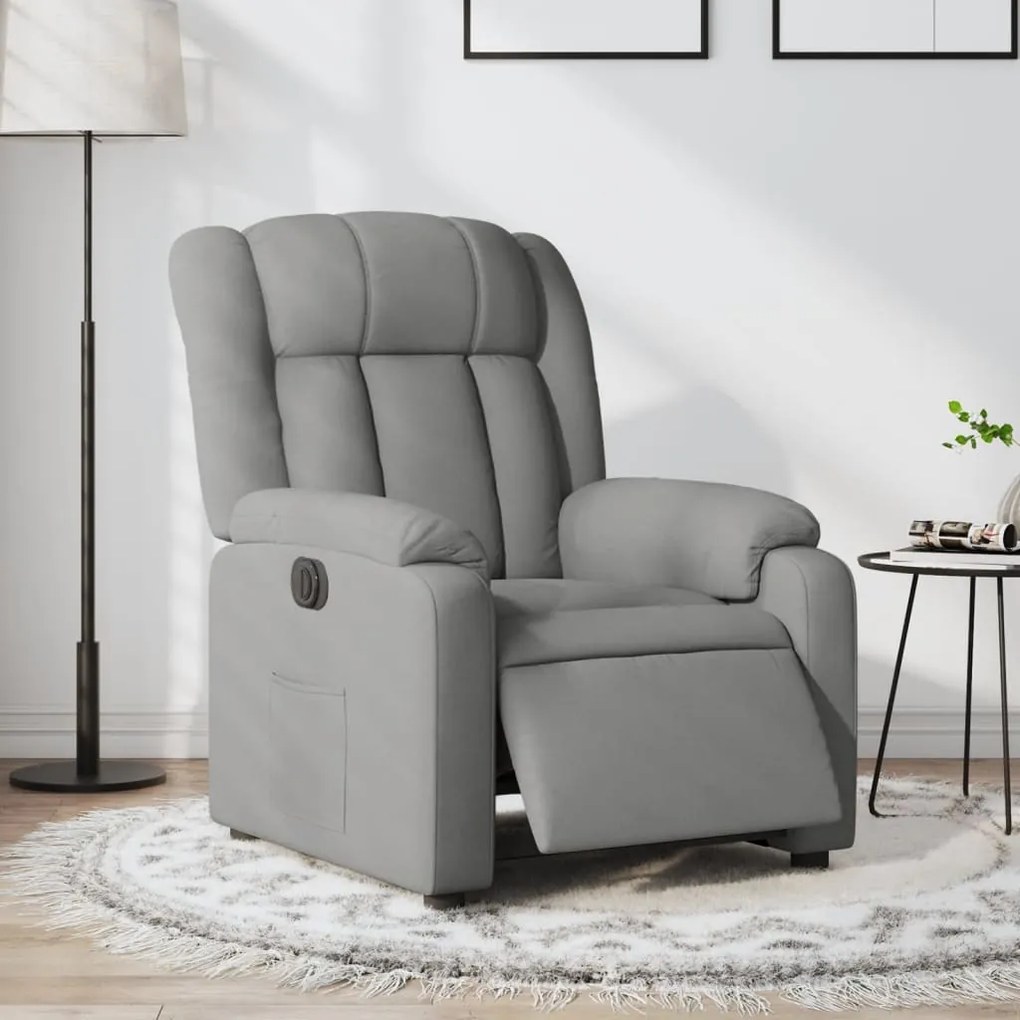 Poltrona Elettrica Reclinabile Grigio Chiaro İn Tessuto /
