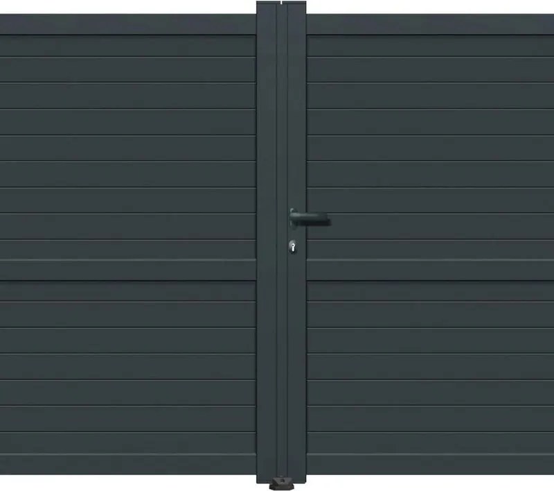 Cancello manuale a braccio articolato e a martinetto Lima battente GARDENGATE in alluminio grigio antracite, apertura a destra, L 300 x H 180.6 cm, serratura manuale