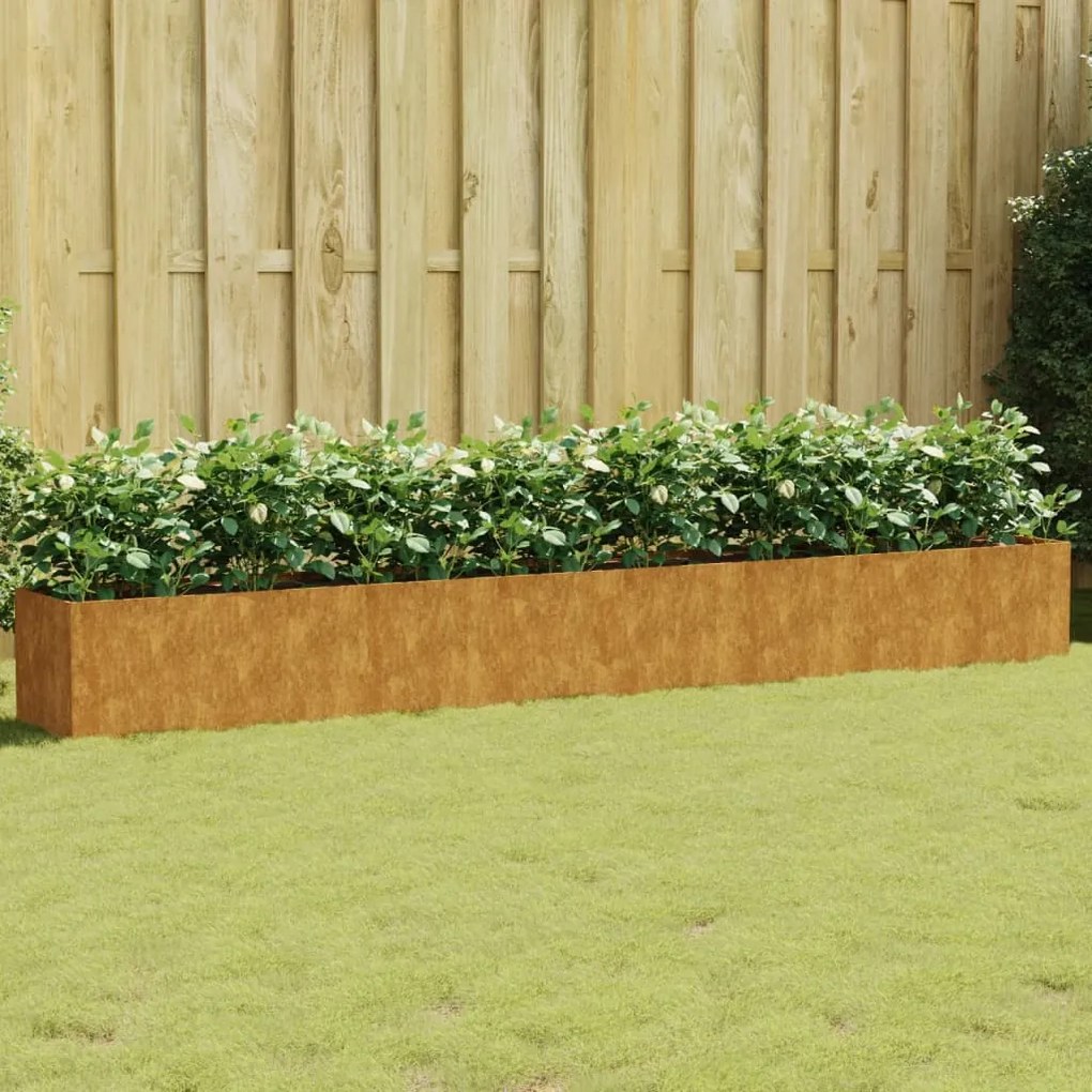 Fioriera Rialzata Da Giardino 360x40x40 Cm İn Acciaio Corten /