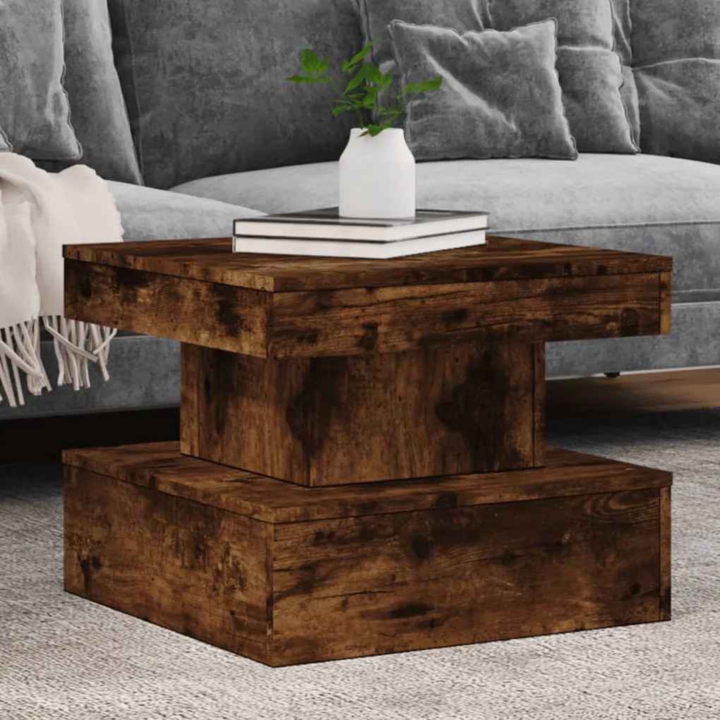 Tavolino Da Soggiorno Con Luci Led Rovere Sonoma 50x50x40 Cm /