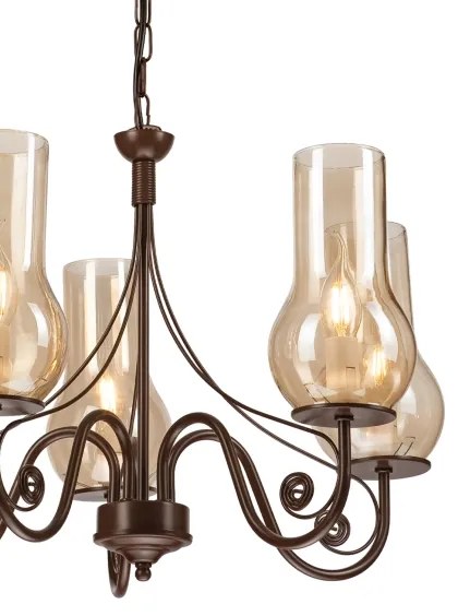 Brilagi - LED Lampadario a sospensione con catena COTTAGE 5xE14/40W/230V marrone